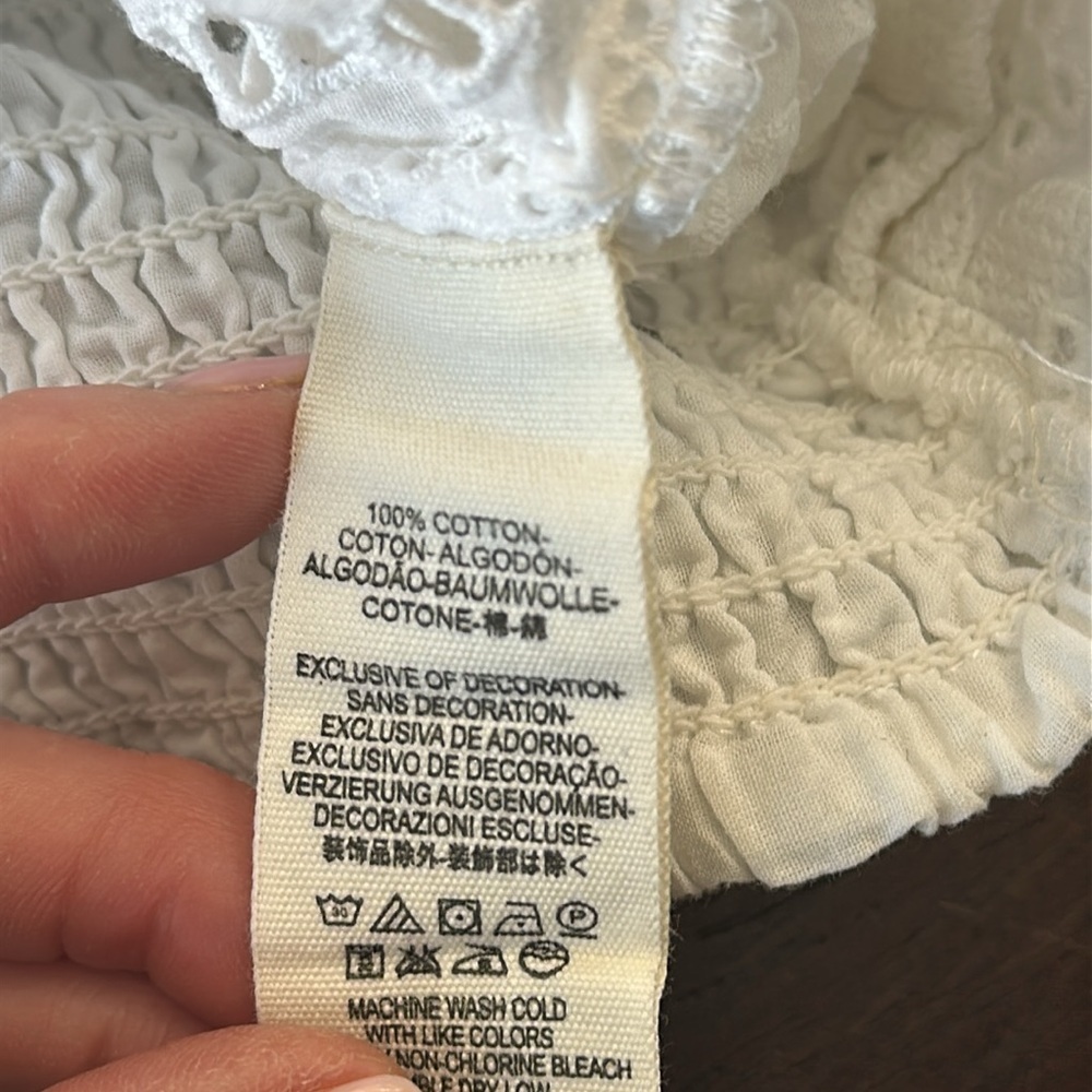 Free People Aurelia Eyelet Top White Cropped Lace Tieback Extra Small EUC - Picture 6 of 6